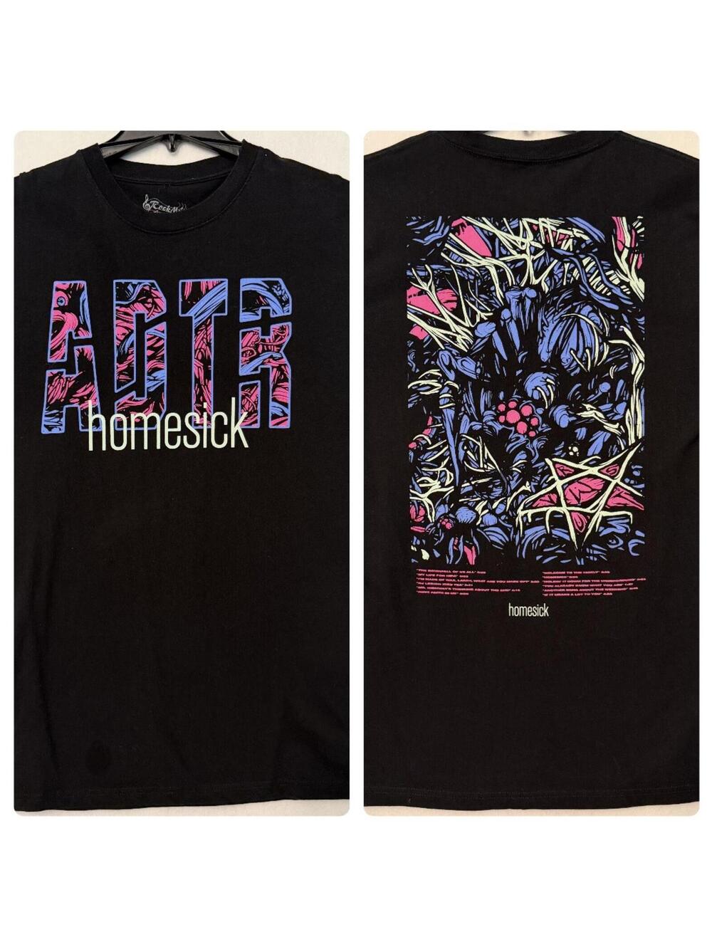 A Day To Remember T-Shirt Size LARGE Double Sided Tracklist Black Rock Me Appare